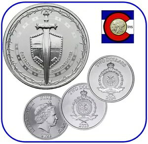 2022、2023、2024 ニウエ ソード オブ トゥルース 1オンス シルバー $2 (3) カプセル入りコイン