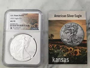 7K US �X�e�[�g �V���[�Y �J���U�X 2022 $1 �A�����J �V���o�[ �C�[�O�� �R�C���ANGC MS 70 �J�[�h�t��