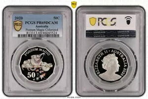 �I�[�X�g�����A 2020 �|�b�T�� �}�W�b�N 50c �v���[�t �J���[ �R�C�� PCGS PR69DCAM #5524