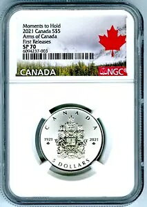 2021 $5 Arms of Canada Silver NGC SP70 񃊃[X̏uԂA