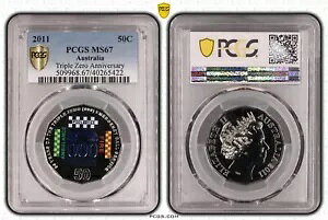 2011 �g���v�� 000 �[�� �G�}�[�W�F���V�[ 50c �R�C�� PCGS MS67 (�X���u�Ƀw�A���C���̏�������܂�)