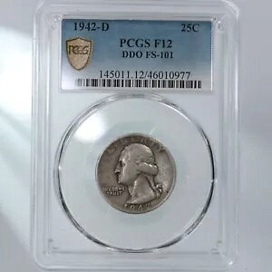 1942-D Vg 25C PCGS F F12 DDO FS-101