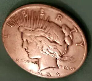 1934-S PEACE SILVER DOLLAR VF�`XF NICE COIN ���A �f�C�g �n�C�O���[�h