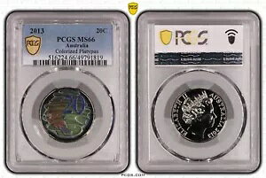 オーストラリア 2013 カモノハシ 20c カラー コイン PCGS MS66 #1819