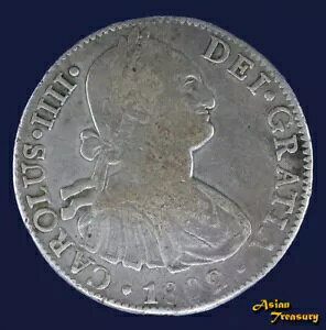 1802 MO FT ���L�V�R 8 REALES KM#109 �J�����X 4 �� �V���o�[ �q�X�p�� �R�C�� VF