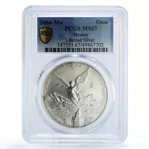 メキシコ 1 オンザ リベルタ独立天使 MS67 PCGS 銀貨 2004