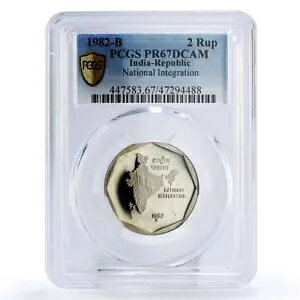 �C���h 2 ���s�[���Ɠ����n�}�� PR67 PCGS CuNi �R�C�� 1982