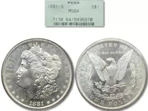 ���ɑf���炵�� 1881-S PCGS MS-64 �I�[���h �O���[�� �z���_�[�̊O�� PL OGH KVE Investments
