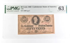 PMG 63 `CX Unc 1863 50 Zg R AJ T-63 *1126