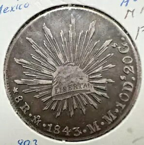 1843 モ メキシコ 8 リアル銀貨 - ハイグレード
