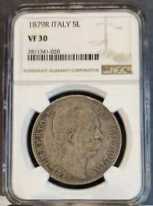 1879 R C^A Vo[ 5  5L UMBERTO I NGC VF 30 󏭂ȑf炵Oς̃RC