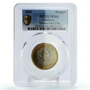 �}���[�V�A 1 �����M�b�g �o�h�~���g�� �g�[�}�X �E�[�o�[ �J�b�v KM-65 MS66 PCGS �o�C���^�� �R�C�� 2000