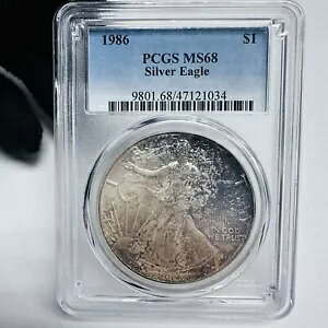 1986 $1 �A�����J�� �V���o�[ �C�[�O�� PCGS MS 68 - ���j�[�N�ȃg�[���̖����ʕi