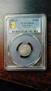 1868 R ���c�� �V���o�[ 10 �\���f�B �A�m XXII PCGS MS65 �|�b�v 3/1 �t�@�C�i�[ 4077