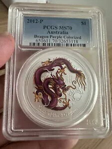 2012 P �I�[�X�g�����A �C���[ �I�u �h���S�� .999 �V���o�[ 1 �I���X �J���[���C�Y�h �p�[�v�� PCGS MS 70