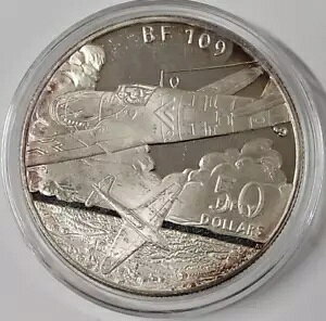 1991 1�I���X �}�[�V�������� BF 109 .999 �V���o�[ $50 �J�v�Z������ (YG915)