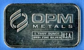 シルバーバー 1 オンス .999+ ファイン OPM #7 オハイオ貴金属 USA 1 トロイオンス シルバー