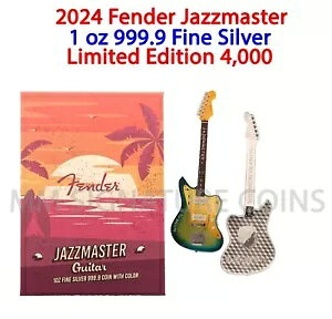 2024 1 オンス $2 シルバー フェンダー ジャズマスター ギター コイン ソロモン諸島 PAMP スイス