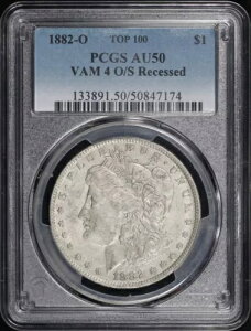 1882-O gbv 100 VAM-4 O/S ^K h PCGS AU-50