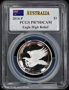 2014 �I�[�X�g�����A �V���o�[ �v���[�t �n�C �����[�t WedgeTailed Eagle PCGS PR70DCAM �����J���e�B