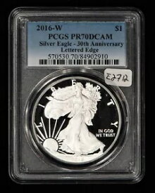 2016-W 1 オンス シルバー アメリカン イーグル プルーフ - 30th アン レット エッジ - PCGS PR 70 - E2712