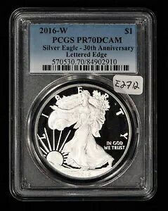 2016-W 1 �I���X �V���o�[ �A�����J�� �C�[�O�� �v���[�t - 30th �A�� ���b�g �G�b�W - PCGS PR 70 - E2712