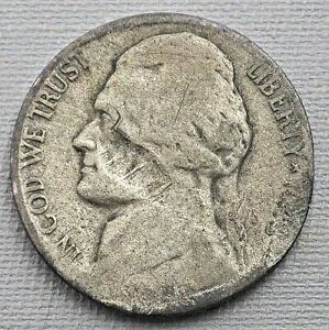 1943-S ジェファーソン ニッケル 35% 戦時銀貨 - エラー - 未洗浄