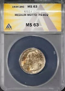 FS-402 1934 �V���o�[ �~�f�B�A�� ���b�g�[ ���V���g�� �N�H�[�^�[ ANACS # 7577308 + �{�[�i�X