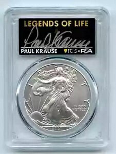 2021 $1 Silver Eagle T1 ŏIY PCGS MS70 Legends Life Paul Krause