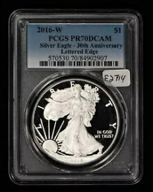 2016-W 1 オンス シルバー アメリカン イーグル プルーフ - 30th アン レット エッジ - PCGS PR 70 - E2714