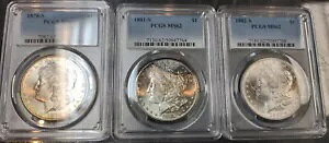 $1 �����K�� �V���o�[ �_���[ 1878-S 1881-S & 1882-S ���ׂ� PCGS MS62 3 �� * AvenueCoin