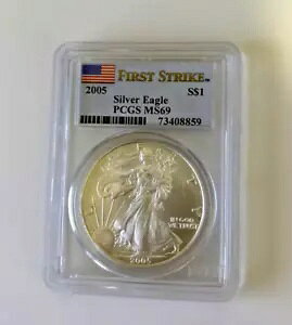 2005 PCGS MS69 ファースト ストライク アメリカン シルバー イーグル $1 MS 69