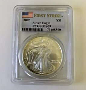 2005 PCGS MS69 ファースト ストライク アメリカン シルバー イーグル $1 MS 69