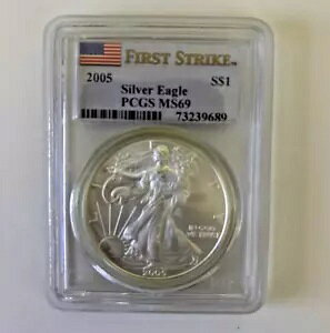2005 PCGS MS69 ファースト ストライク アメリカン シルバー イーグル $1 MS 69