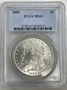 1885-P ���[�K�� �V���o�[ �_���[ PCGS MS63 �_�C �N���b�N�A�\�ʂ̐��̎���