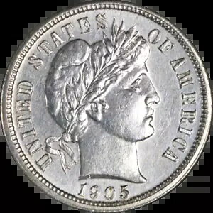 1905-P Barber Dime - Executive Coin Company ����̃N���[�j���O�ς݂̂��������i