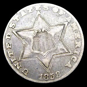 1858 �V���o�[ 3 �Z���g�s�[�X 3cp ----NICE TYPE COIN ---- #Q418