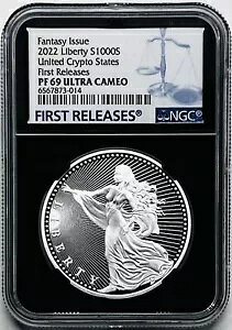 2022 1�I���X 1000 SATOSHI �č��Í��ʉ� �V���o�[ ���o�e�B �v���[�t NGC PF69 UCAM