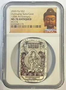 NGC MS70 フィジー 2020 ディスカバー 120 番目の敦煌図書館洞窟仏陀銀貨 1 オンス A