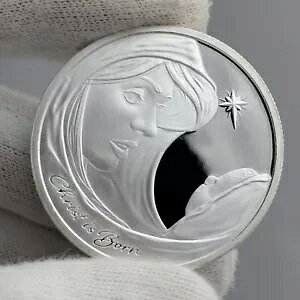 SilverTowne Mary Adoring Baby Jesus 1�I���X .999 �V���o�[ ���_���I�� �N���X�}�X �M�t�g