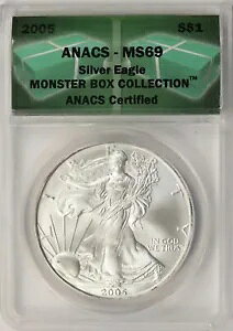 2005 $1 �A�����J�� �V���o�[ �C�[�O�� ANACS MS69 - �����X�^�[ �{�b�N�X �R���N�V����