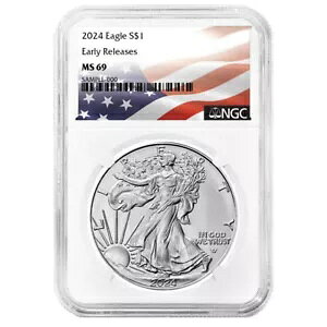 2024 $1 �A�����J�� �V���o�[ �C�[�O�� NGC MS69 ER �t���O ���x��