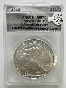 2010 シルバー イーグル ファースト ストライク ANACS MS70 1268/2143 (.999 シルバー) CB4-58