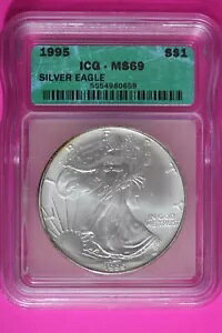 1995 MS 69 �V���o�[ �A�����J�� �C�[�O�� 1 �I���X .999 ICG �F��O���[�h �{�� 18