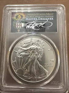 2018-1 オンス シルバー アメリカン イーグル-PCGS-MS 70-トーマス クリーブランド サイン入り-初日