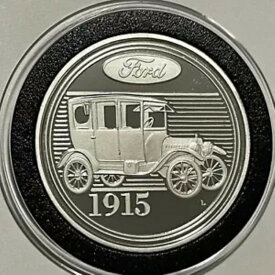 1915年製 フォーミダブル・フォード クラシックカー ヴィンテージコイン 1トロイオンス .999 ファインシルバーラウンド