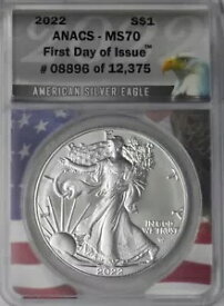 2022 アメリカン シルバー イーグル - ANACS MS70 FDOI - フラッグ コア - ?COINGIANTS?