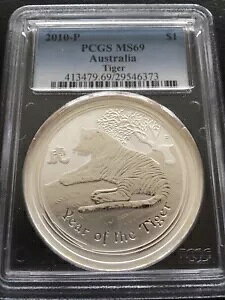 2010年 オーストラリア 1ドル銀貨 寅年 PCGS MS69 1オンスコイン