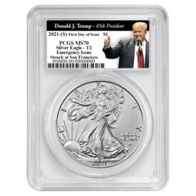 2021 (S) $1 タイプ 2 アメリカン シルバー イーグル PCGS MS70 緊急発行 FDOI トランプ...