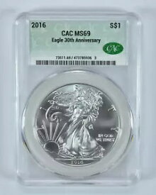2016年アメリカンシルバーイーグル30周年記念MS69 CAC